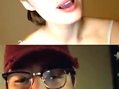 High teen shows hard nips on livestream
